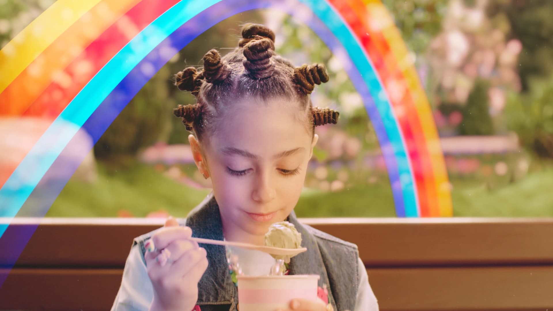 Girl With Ice Cream Under The Rainbow VFX