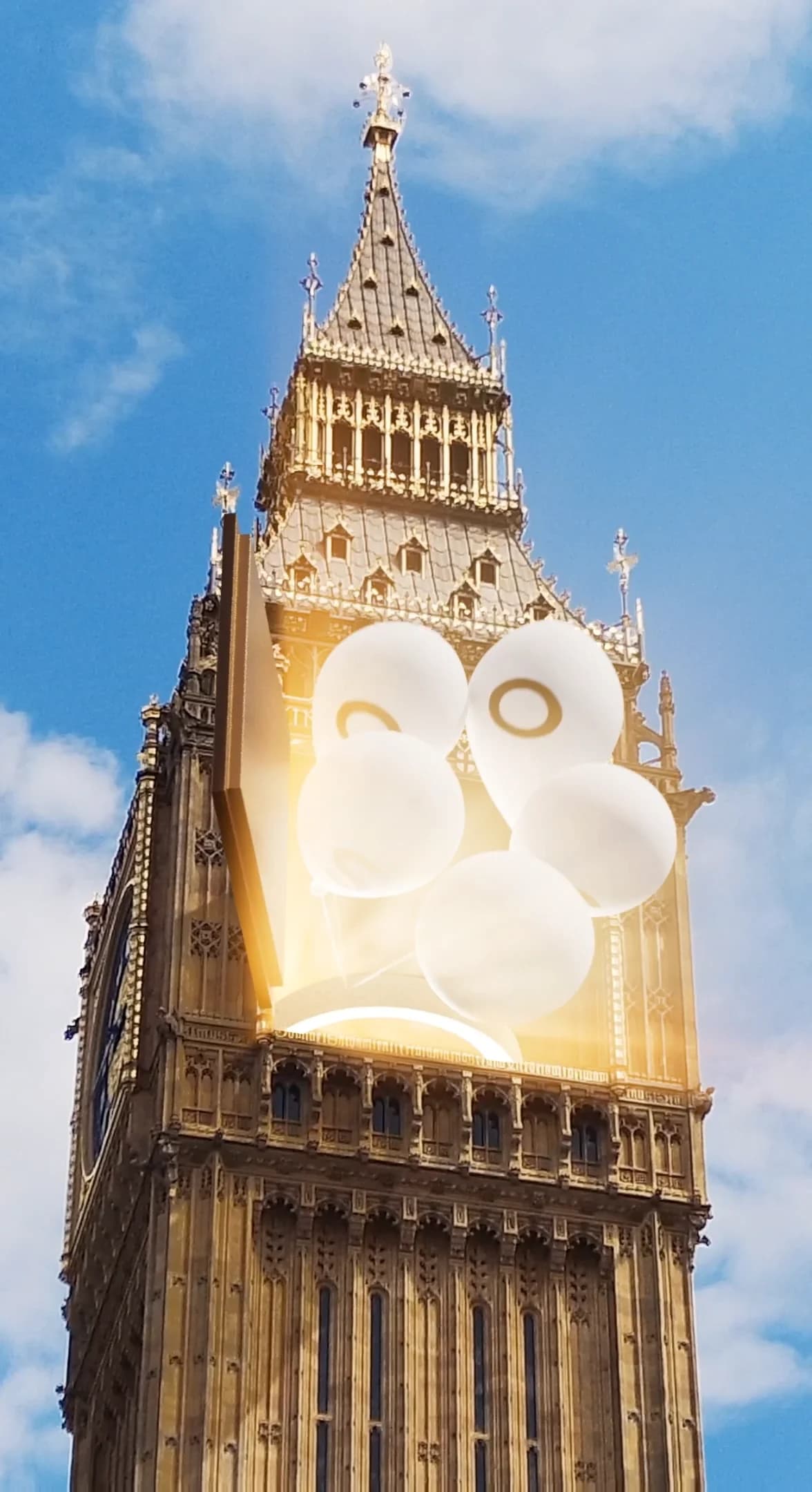 3D Headphones Flying Out Of Big Ben On Ballons VFX