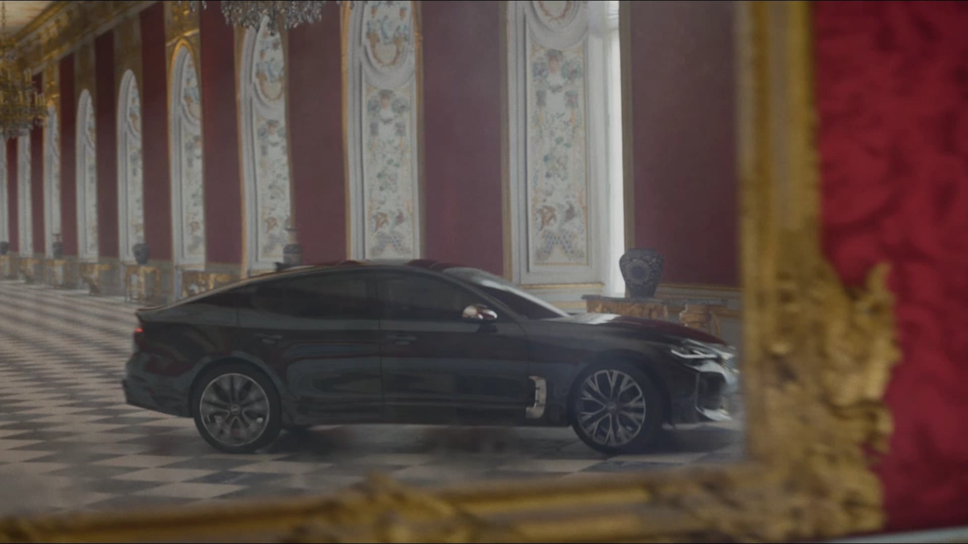 Car In Museum Reflection In Mirror Full CGI
